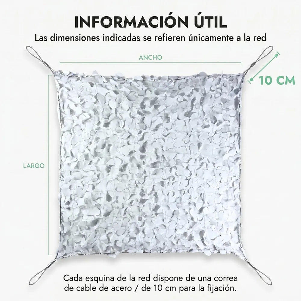 Rede de camuflagem reforçada com cabo de aço
