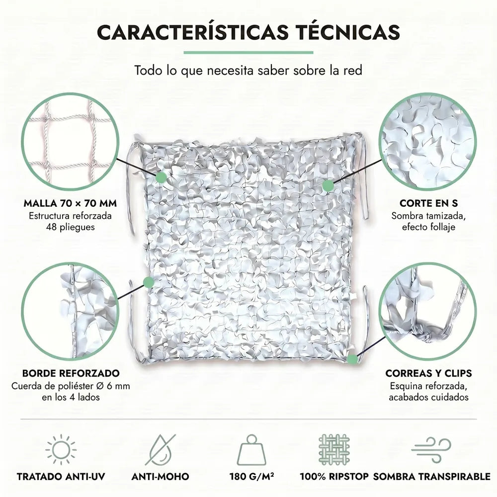 Rede de camuflagem reforçada branca