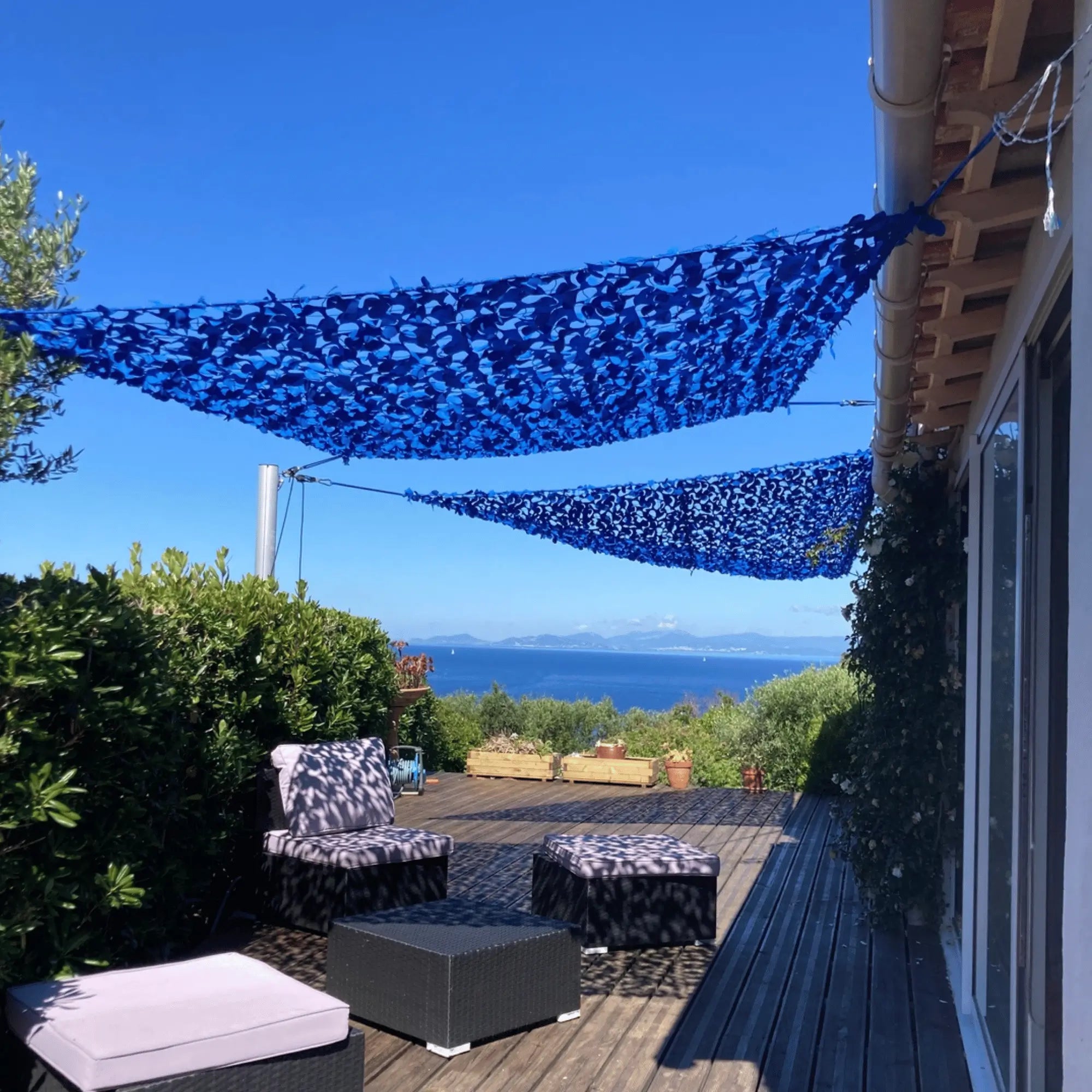 Red de camuflaje reforzada azul