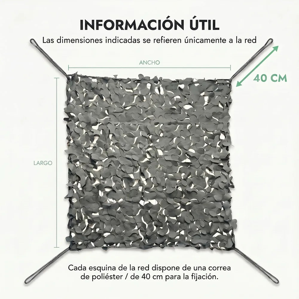 Rede de camuflagem cinzenta reforçada