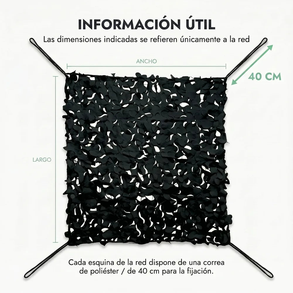 Rede de camuflagem triangular preta