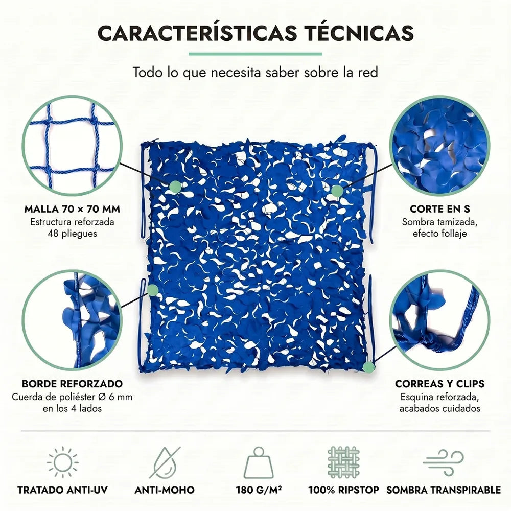 Rede de camuflagem reforçada azul