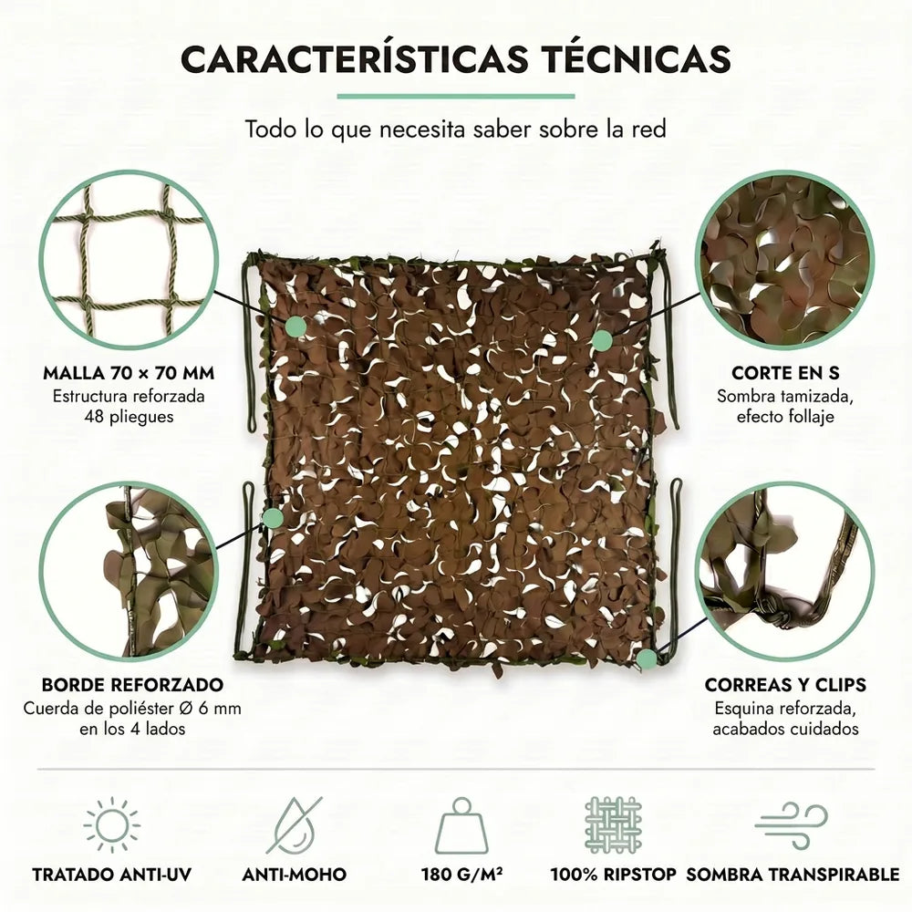 Rede de camuflagem militar reforçada